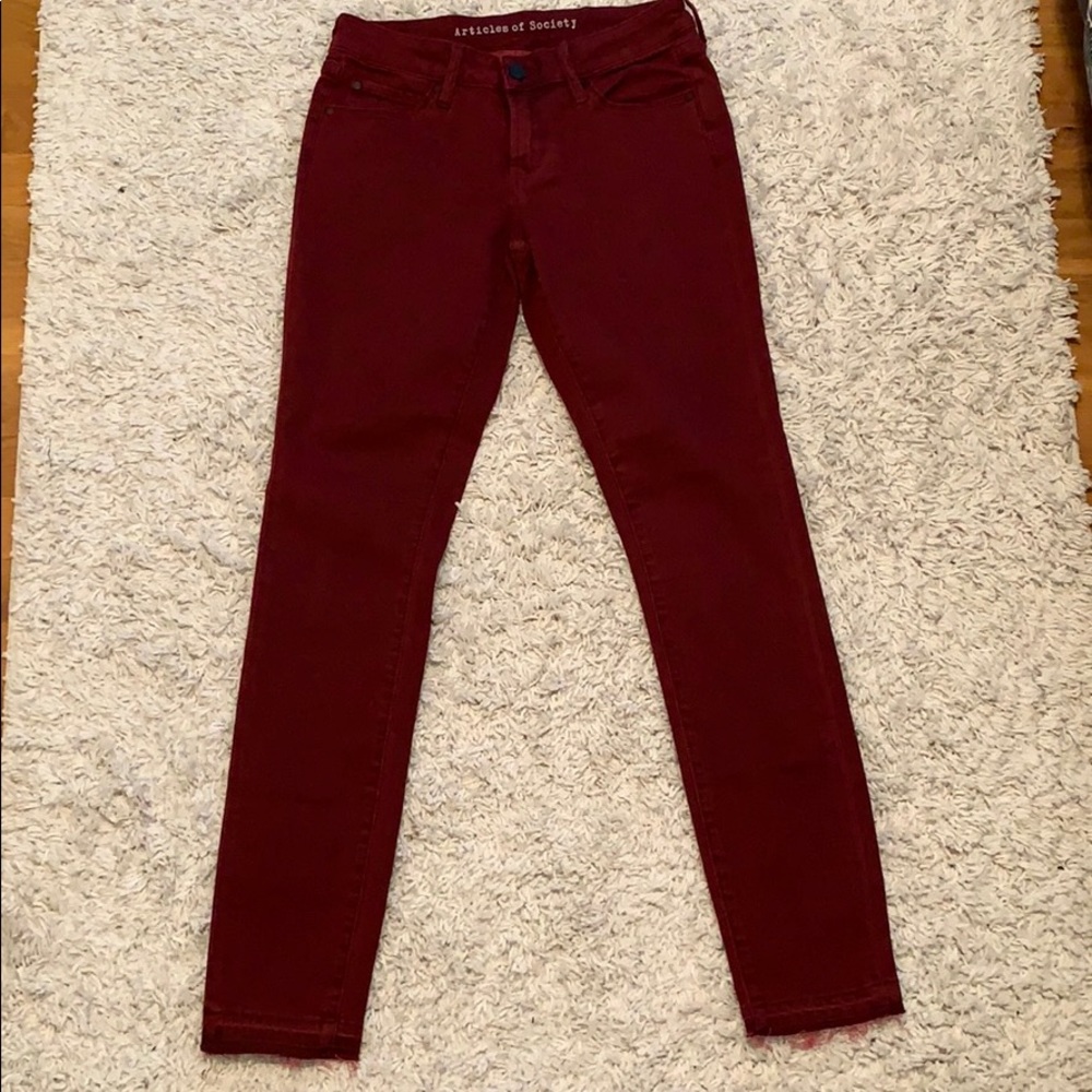 Articles Of Society - Dark Red Skinny Jeans